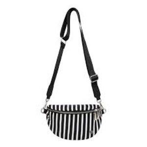 NWT Stylish Black and White Striped Crossbody Bag